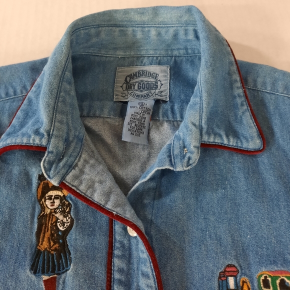Cambridge Dry Goods Embroidered Christmas Toys Denim Shirt - Picture 7 of 7